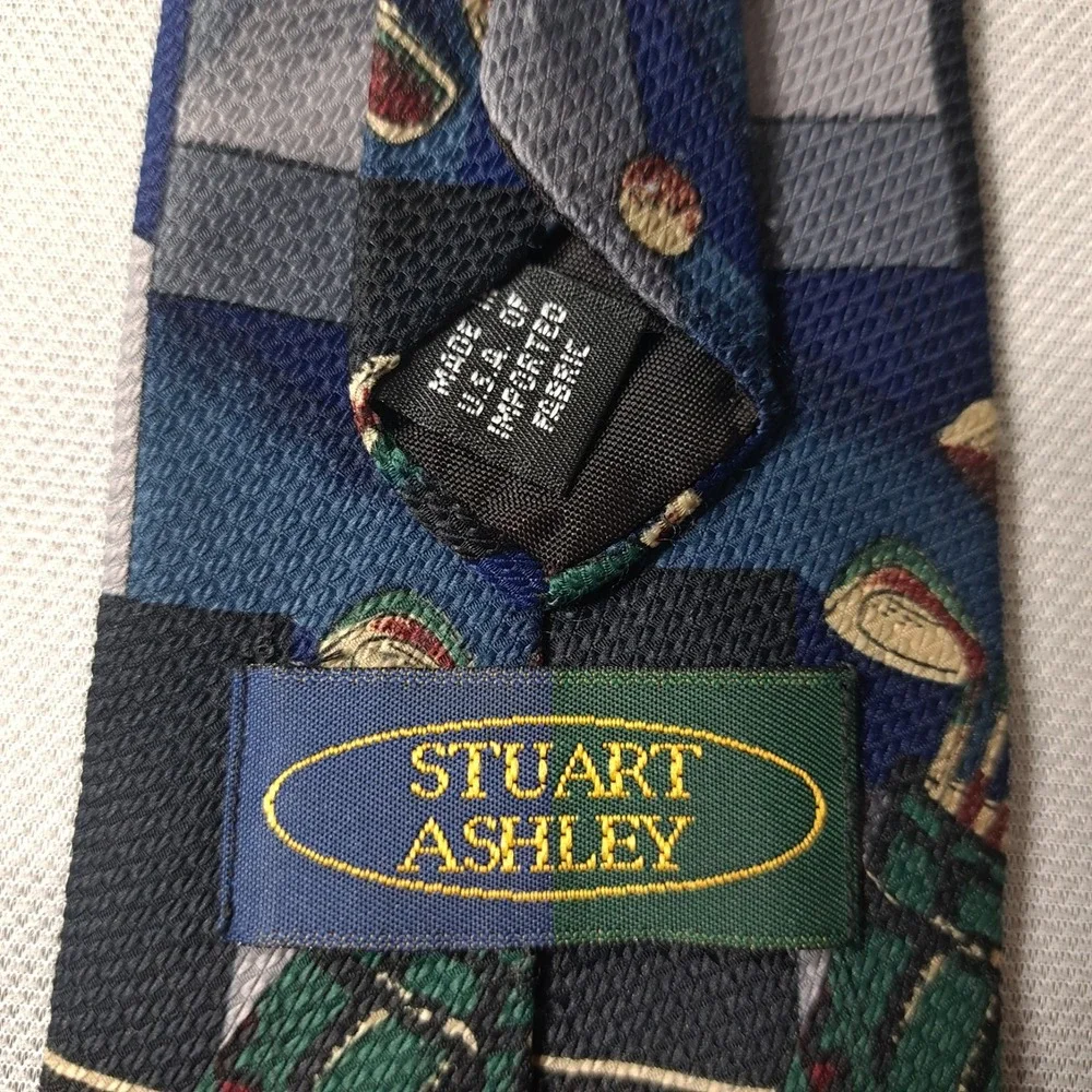 Stuart‎ Ashley Men's Tie Multicolor 100% Polyester Classic Golf Made In USA